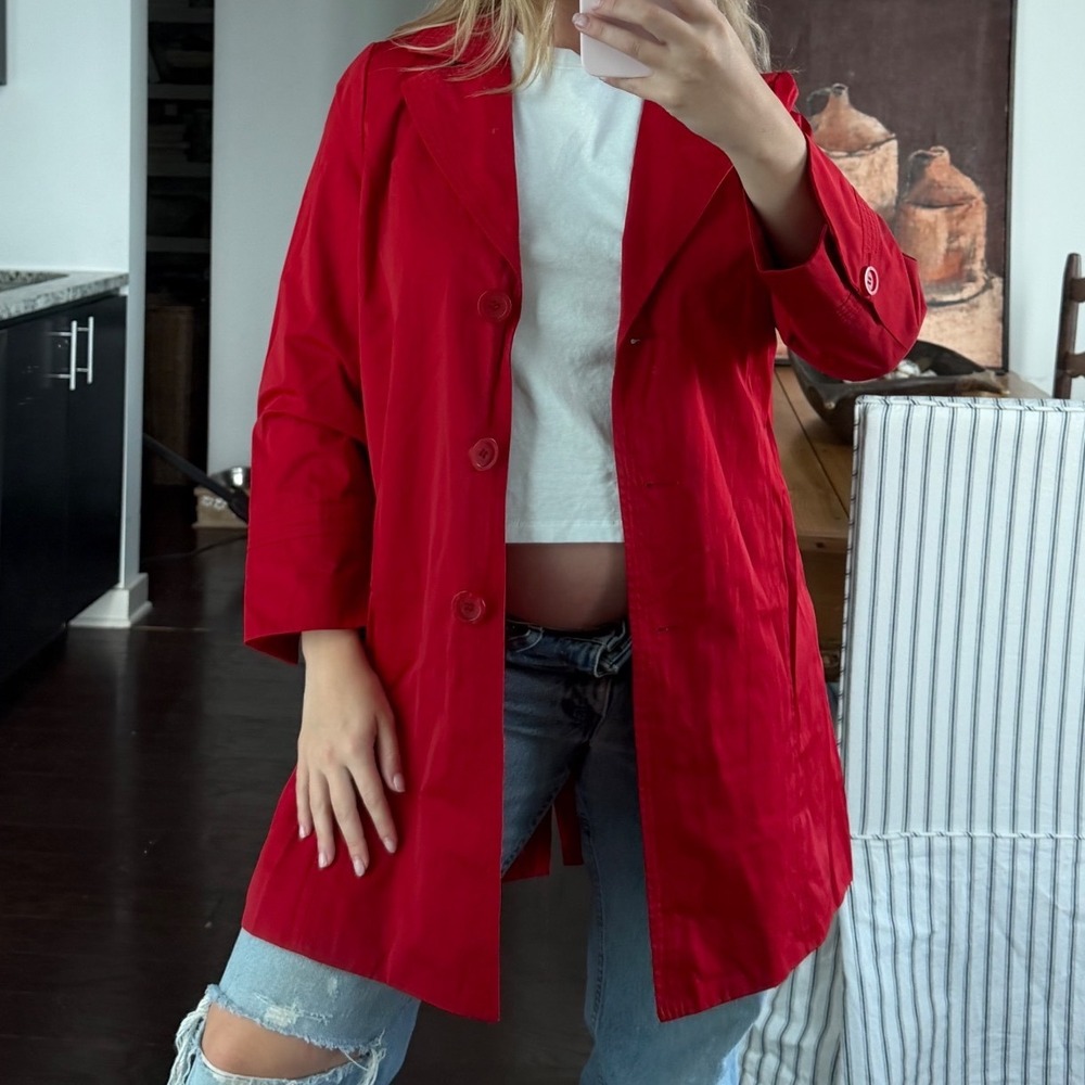 Vintage Talbots Red Classic Trench‎ Coat